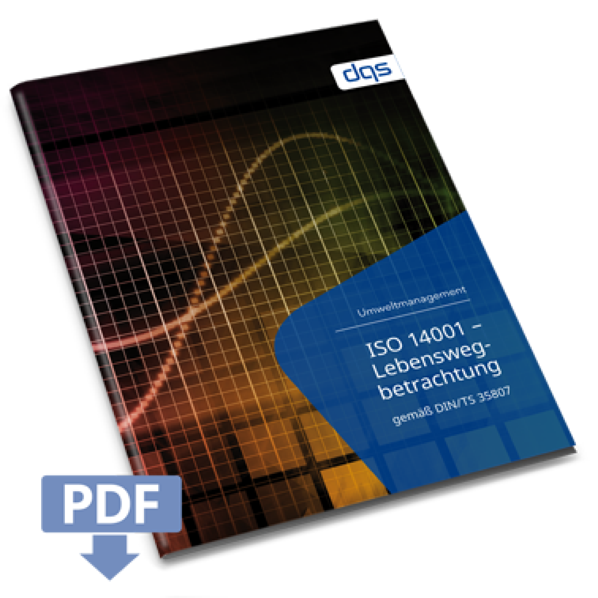 Cover sheet for German whitepaper ISO 14001 lifecycle with pdf