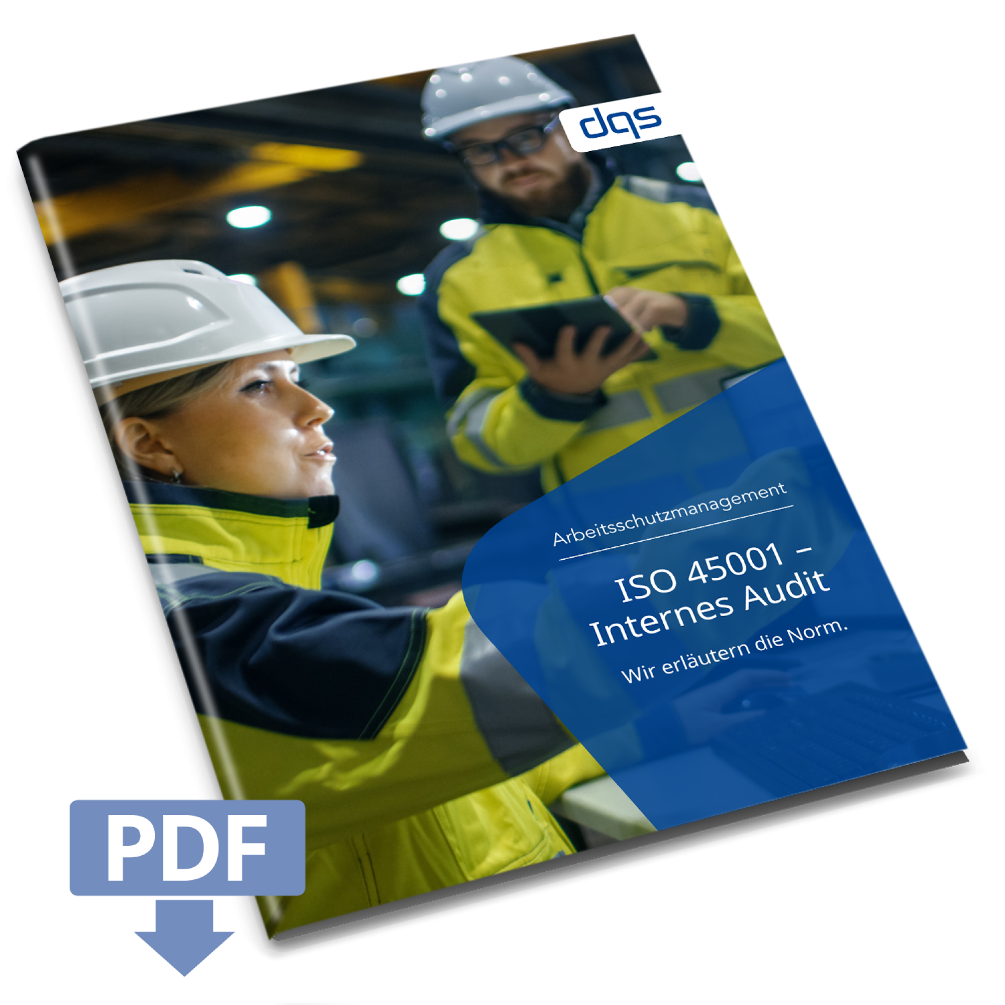 Cover sheet for German whitepaper ISO 45001 internal audit with pdf 