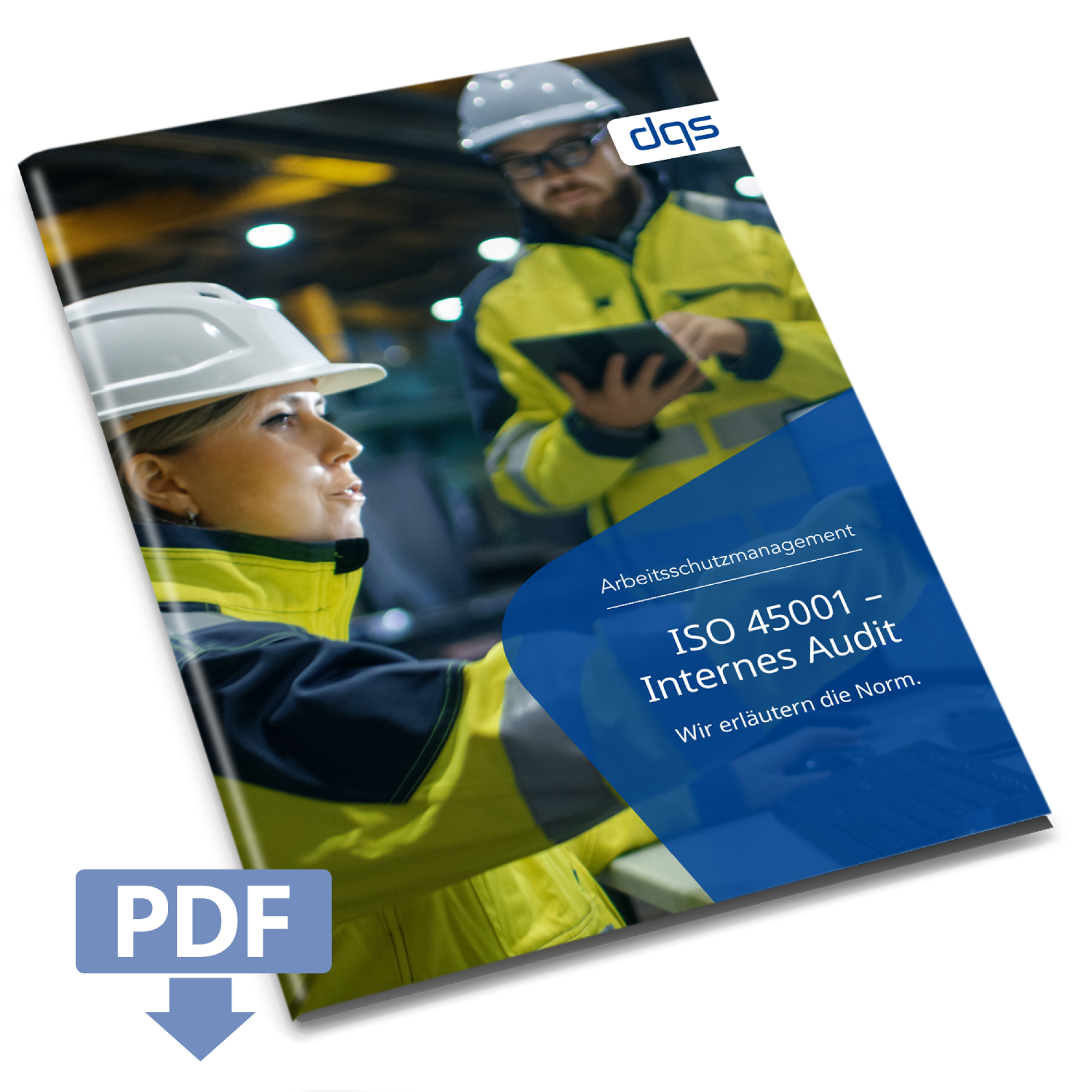 Cover sheet for German whitepaper ISO 45001 internal audit with pdf 