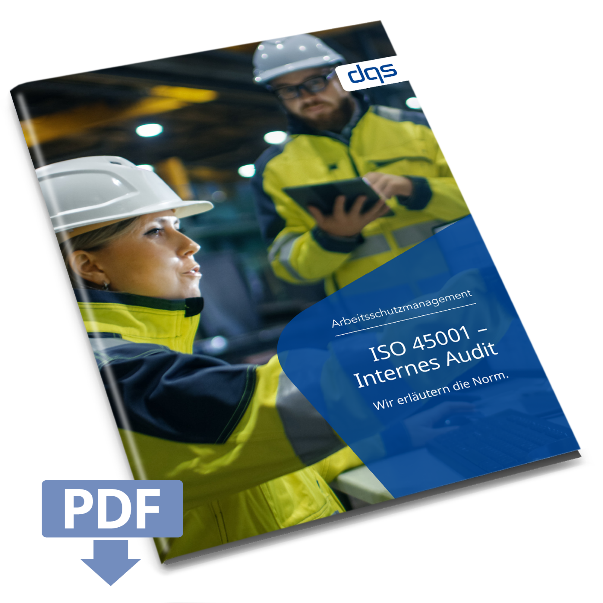 Cover sheet for German whitepaper ISO 45001 internal audit with pdf