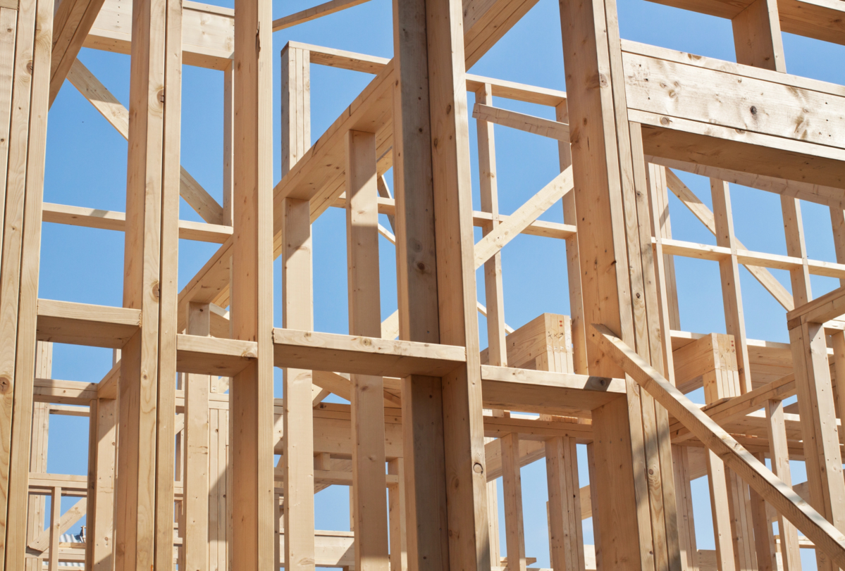 Wooden frame of a house under construction