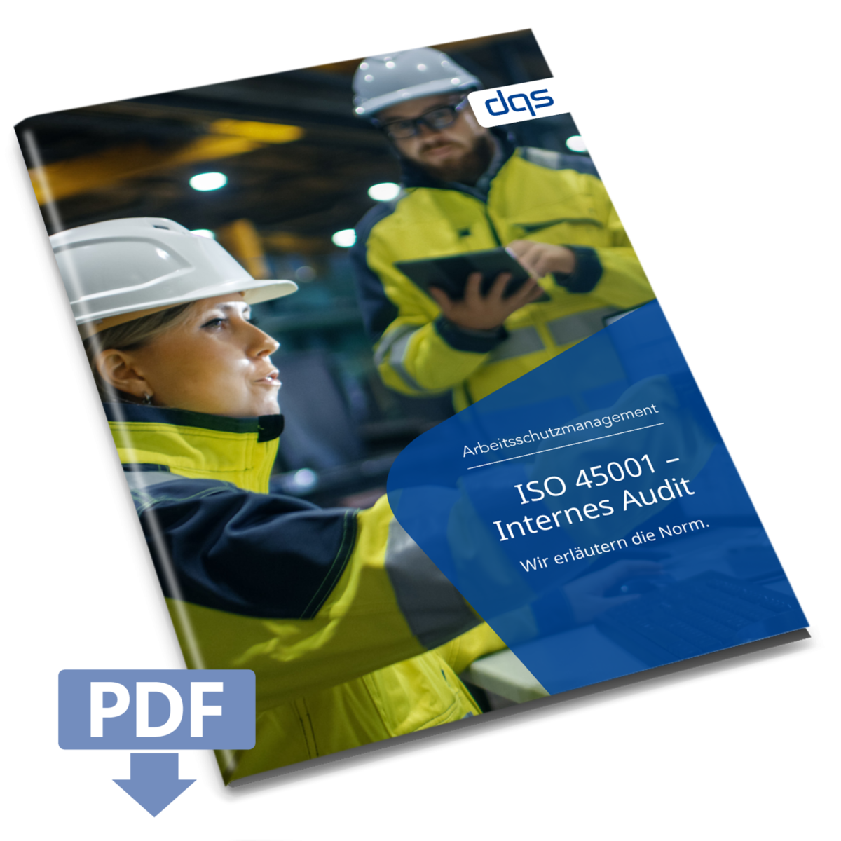 Cover sheet for German whitepaper ISO 45001 internal audit with pdf 