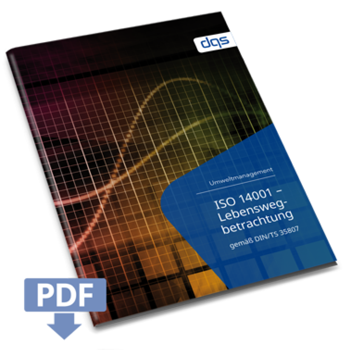 Cover sheet for German whitepaper ISO 14001 lifecycle with pdf