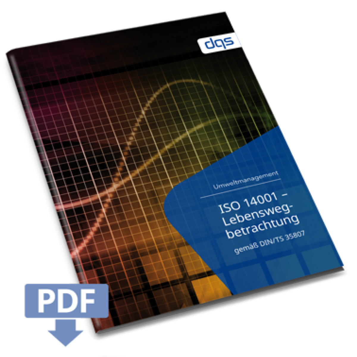 Cover sheet for German whitepaper ISO 14001 lifecycle with pdf