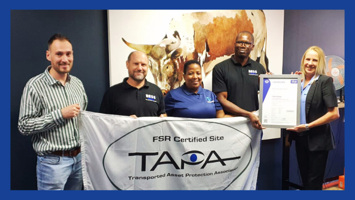 The image depicts a significant moment for Bradian Logistics Solutions as they receive their TAPA FS