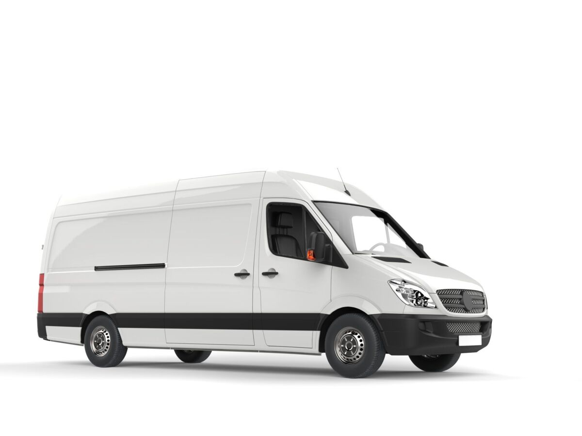 dqs-white van on white background