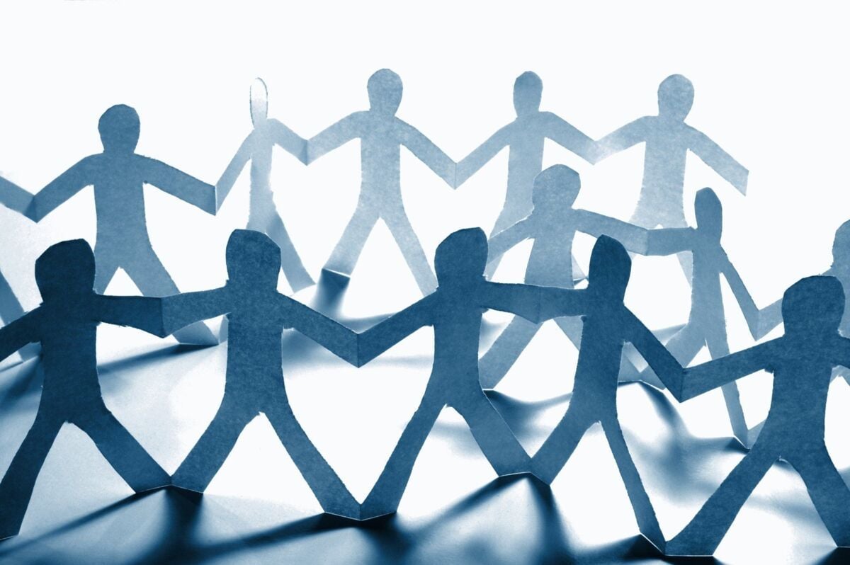 paper people doing teamwork in their business