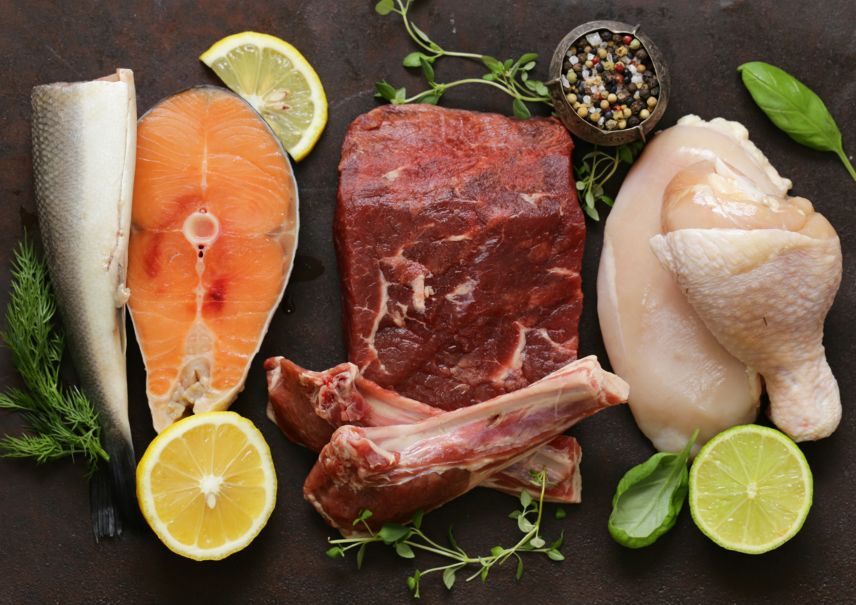 different Meat Types: Fish, Beef and Chicken