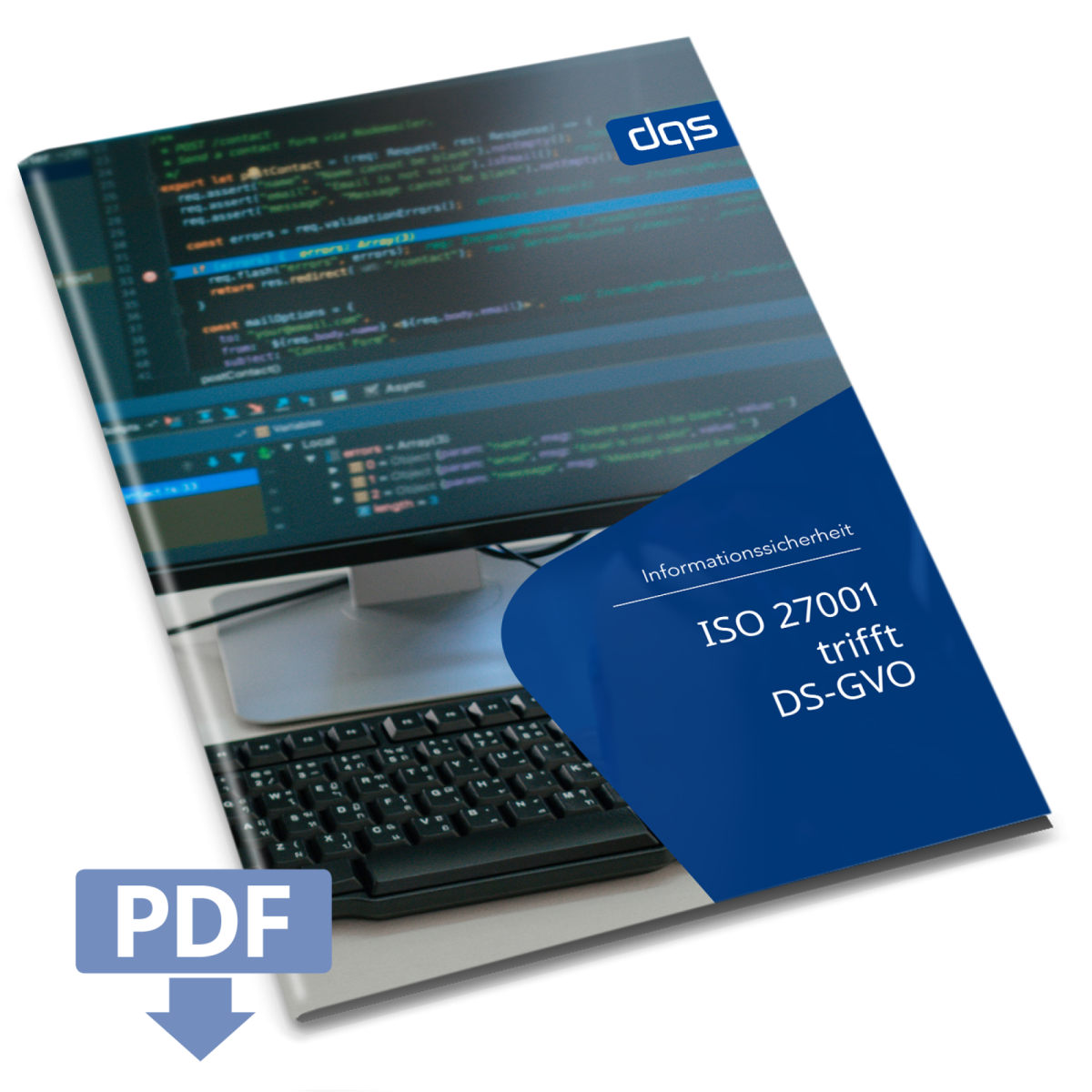 Cover sheet for German whitepaper ISO 27001 meets GDPR with pdf