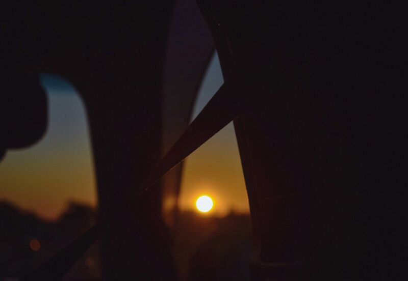 Automotive sunset through windshield