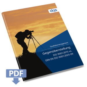 Cover image of the German whitepaper on quality management: Comparison ISO 9001:2015 vs DIN EN ISO 9