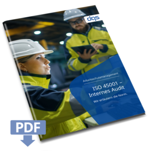 Cover sheet for German whitepaper ISO 45001 internal audit with pdf