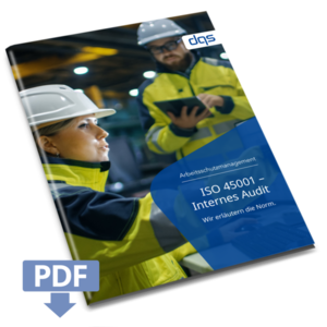 Cover sheet for German whitepaper ISO 45001 internal audit with pdf 