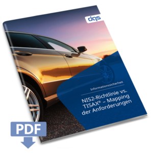 Cover sheet for German whitepaper nis2-Richtlinie vs tisax mapping with pdf 