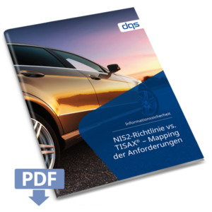 Cover sheet for German whitepaper nis2-Richtlinie vs tisax mapping with pdf