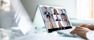 Remote audit with business people from different countries via a laptop